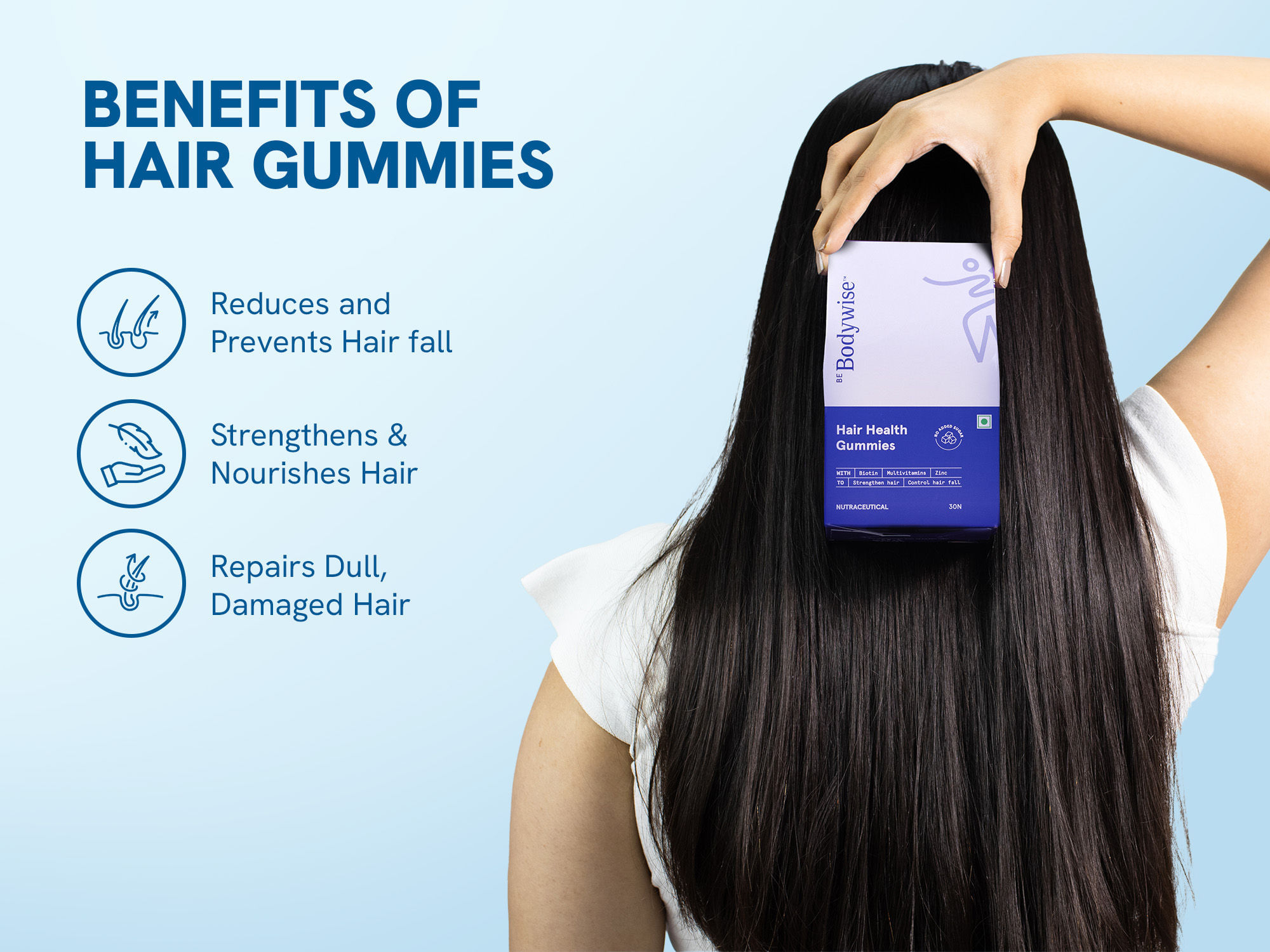 Biotin Hair Gummies for Hair Growth: Vegan Multivitamin Gummies